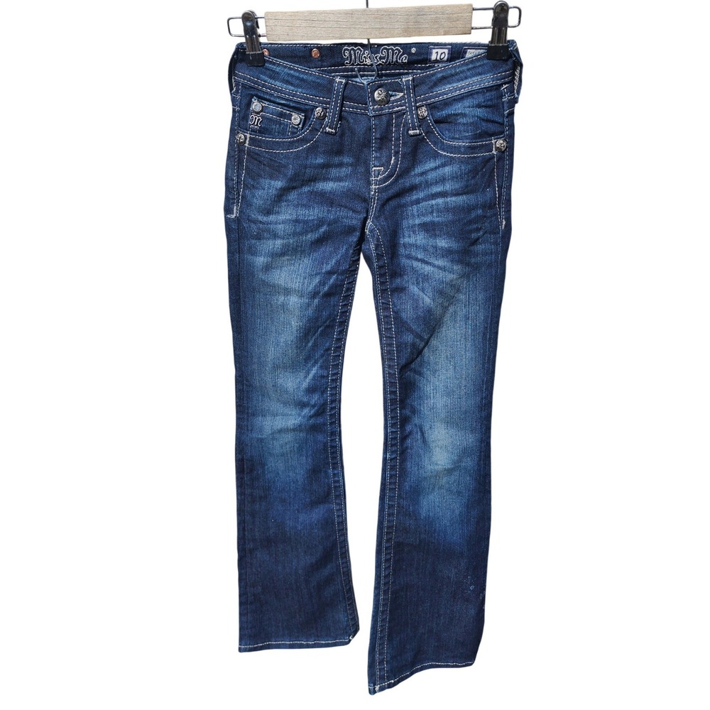 Miss Me Girls Bootcut Jeans Dark Wash Embellished Flap Pocket JK5489B2 Size 10